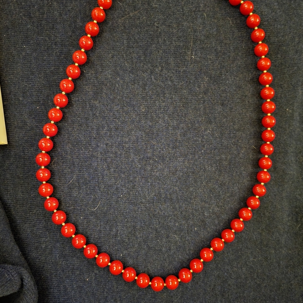 30in Red and Gold Beaded Necklace